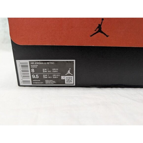 Air Jordan 12 RETRO men's size 8 Black / Taxi yellow sneakers with box - Picture 4 of 8